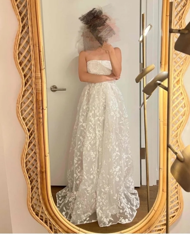 My Only Love White Strapless Floral Embroidered Dress